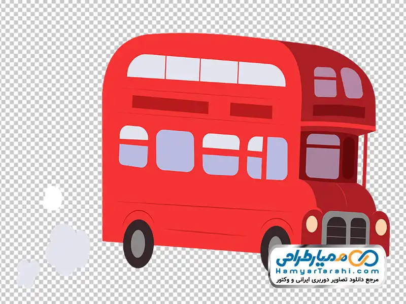 تصویر کارتونی اتوبوس دو طبقه با فرمت png عکس کارتونی اتوبوس دو طبقه