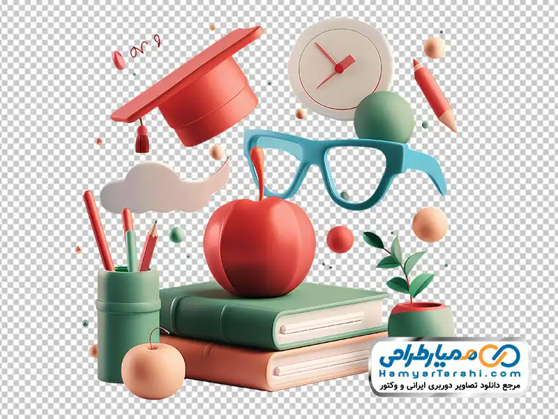 دانلود تصویر وکتوری لوازم التحریر و عینک تصویر وکتوری لوازم التحریر و عینک با فرمت png
