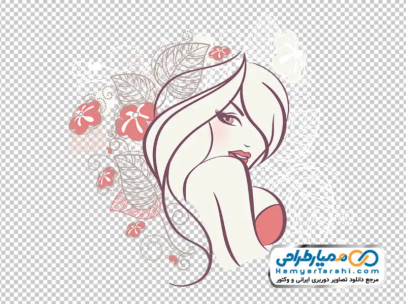 آیکون رنگی چهره زن با موهای باز با فرمت png تصویر وکتوری رنگی چهره زن با موهای باز