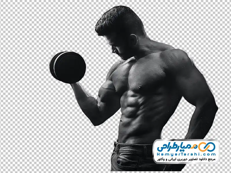 عکس png مرد ورزشکار در حال دمبل زدن تصویر مرد ورزشکار در حال دمبل زدن با فرمت png