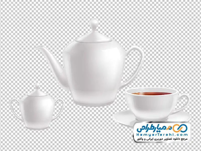 تصویر وکتوری قوری و فنجان چای تصویر قوری و فنجان چای با فرمت png