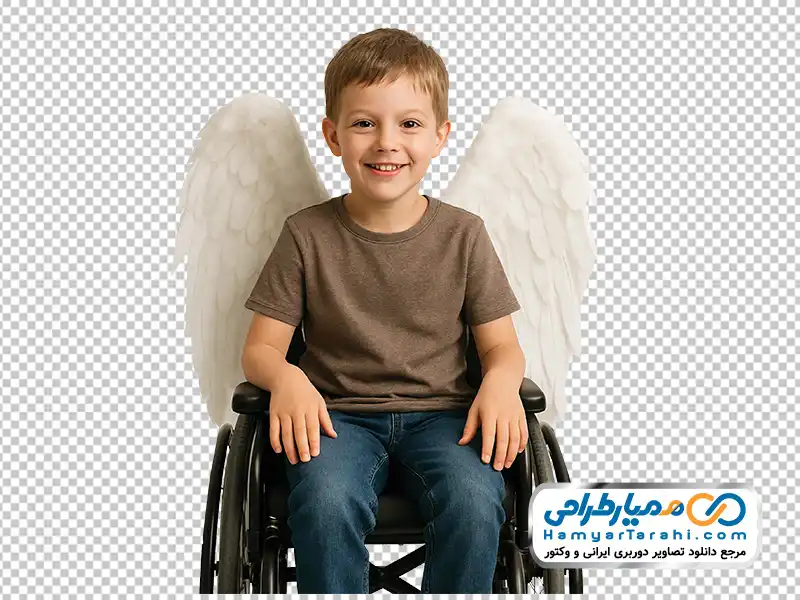 دانلود تصویر png پسر نشسته روی ویلچر تصویر پسر نشسته روی ویلچر با فرمت png