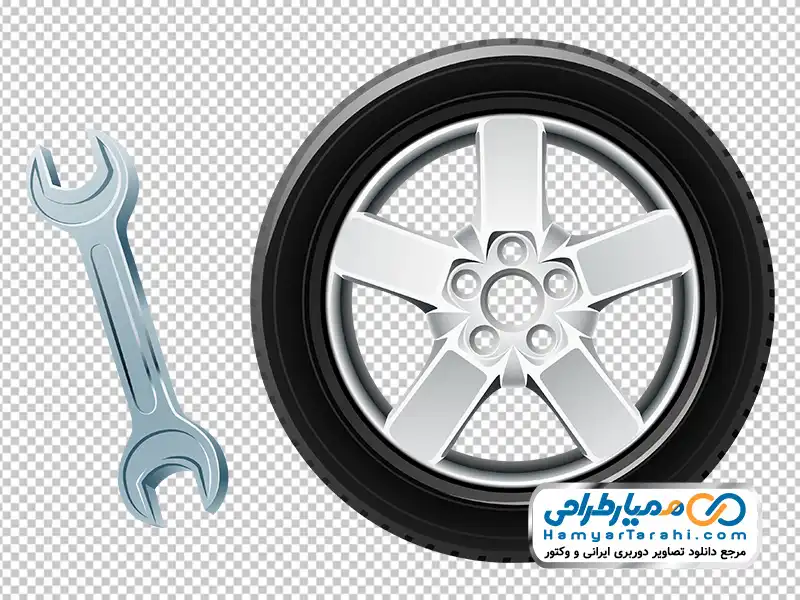 تصویر وکتوری تایر ماشین و آچار تصویر تایر ماشین و آچار با فرمت png