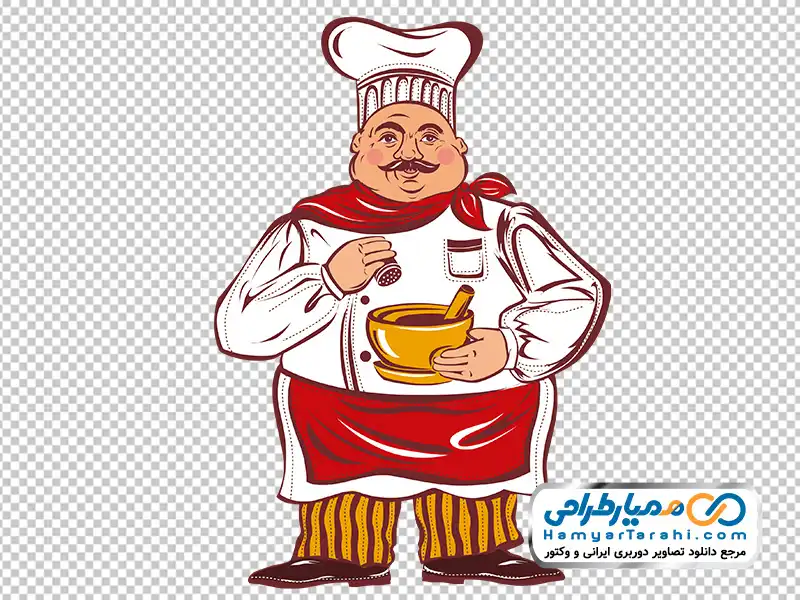 تصویر با کیفیت سرآشپز چاق با فرمت png تصویر وکتوری سرآشپز چاق