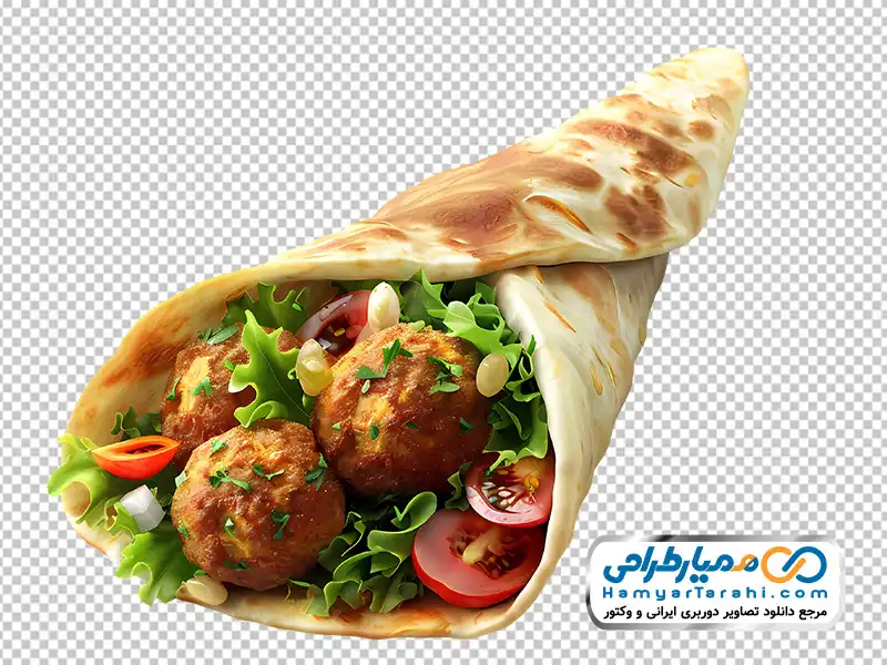 تصویر با کیفیت لقمه فلافل تصویر با کیفیت ساندویچ فلافل با فرمت png
