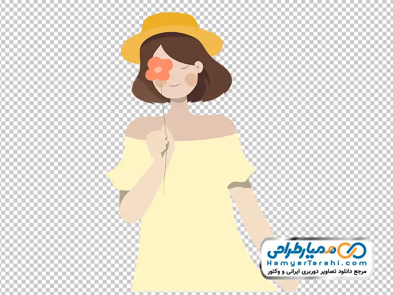 عکس وکتوری دختر با شاخه گل جلوی صورت با فرمت png دانلود عکس وکتوری دختر با شاخه گل جلوی صورت