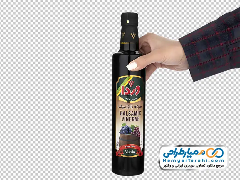 تصویر با کیفیت شیشه سرکه وردا در دست دانلود تصویر png شیشه سرکه وردا در دست