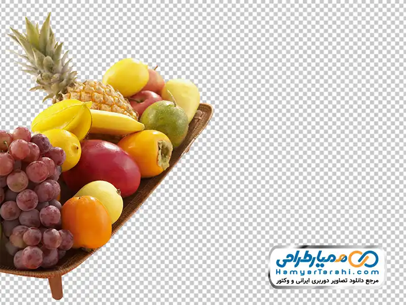 تصویر با کیفیت سینی میوه های گرمسیری دانلود تصویر png سینی میوه های گرمسیری