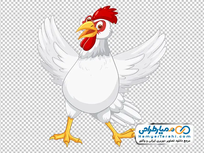 تصویر کارتونی خروس سفید با تاج قرمز عکس کارتونی خروس سفید با تاج قرمز با فرمت png