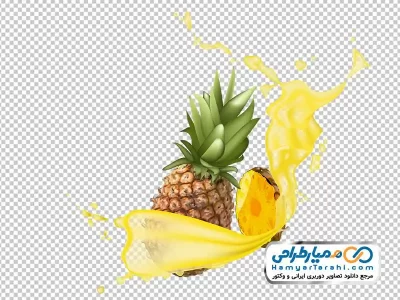 تصویر دوربری آناناس و پاشش آب آناناس