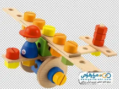 تصویر با کیفیت هواپیما چوبی اسباب بازی