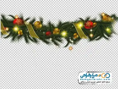 دانلود دوربری ریسه برگ درخت کاج و تزئینات کریسمس