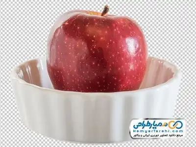 دوربری سیب قرمز در ظرف سرامیکی