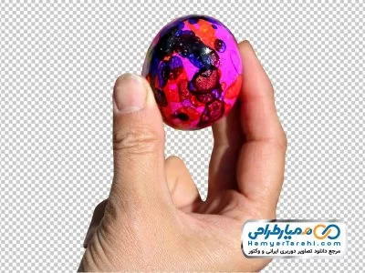 تصویر png تخم مرغ رنگ شده در دست
