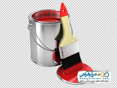 تصویر png قوطی رنگ قرمز و قلمو