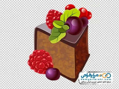 تصویر png برش کیک با تزئین میوه