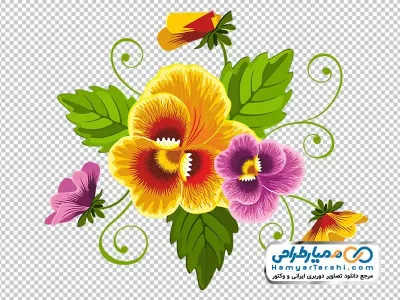 فایل png گل بنفشه با برگ های سبز