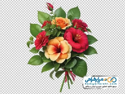 فایل png گل قرمز و نارنجی