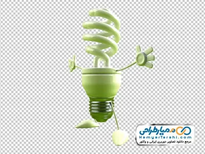 دانلود تصویر وکتوری لامپ کم مصرف سبز با دست و پا
