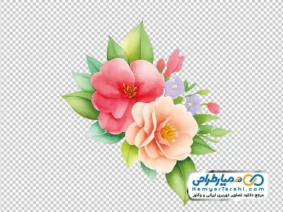 فایل png وکتوری دسته گل آبرنگی