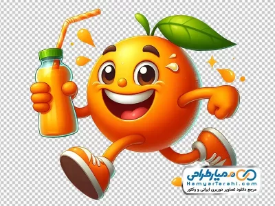 نقاشی پرتقال در حال دویدن