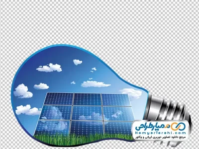 تصویر وکتوری لامپ و باتری خورشیدی