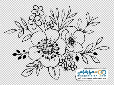 فایل png گل های سیاه و سفید تو خالی