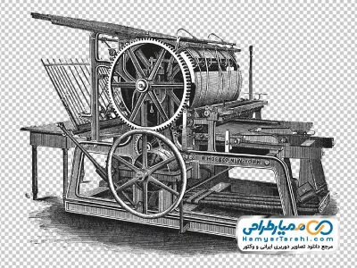 تصویر سیاه و سفید دستگاه چاپ ملخی