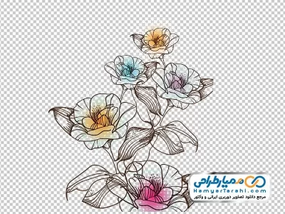 فایل png نقاشی خطی گل