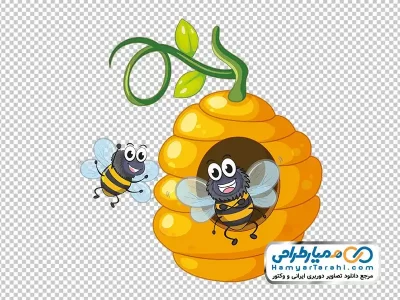 دانلود تصویر با کیفیت زنبور کارتونی در کندو