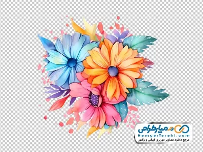 فایل png گل های بوهو رنگارنگ