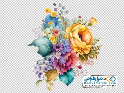 فایل png گل های رنگارنگ کارت پستالی