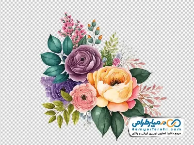 فایل png دسته گل زیبا نقاشی شده