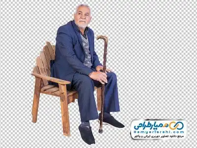 تصویر png مرد مسن نشسته روی صندلی