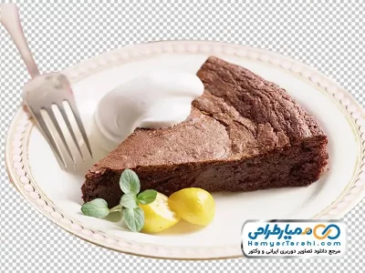 عکس با کیفیت برش کیک شکلاتی