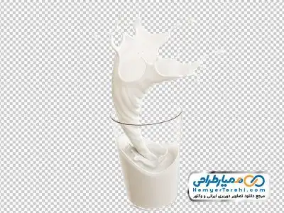 تصویر png لیوان شیر به همراه پاشش شیر