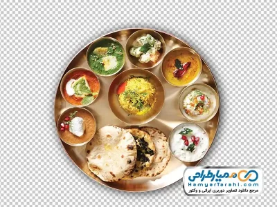 دانلود تصویر دوربری سینی غذای هندی