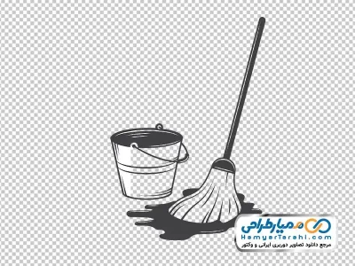 دانلود تصویر وکتوری سطل و جاروی زمین شوی