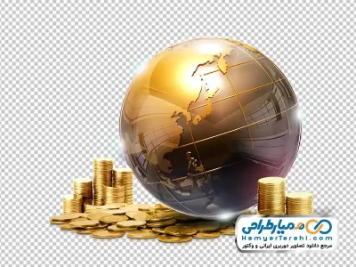 تصویر png سکه و کره زمین