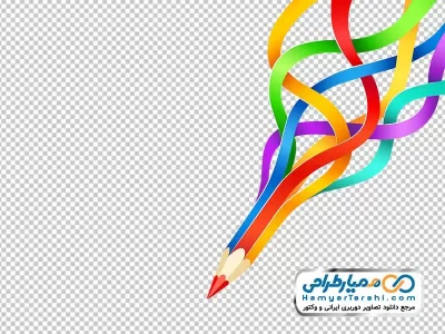 تصویر وکتوری مداد با نوارهای رنگی