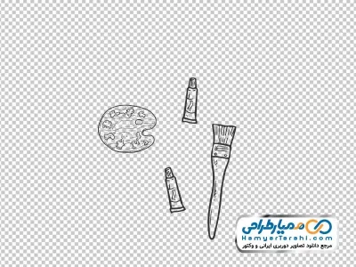 عکس سیاه و سفید قلمو و رنگ روغن با فرمت png
