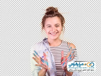 عکس png دختر با دست های رنگی
