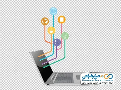 دانلود تصویر وکتوری لپ تاپ و آیکون ها