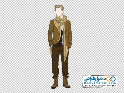 دانلود تصویر وکتوری مانکن مرد با کت و دستمال گردن