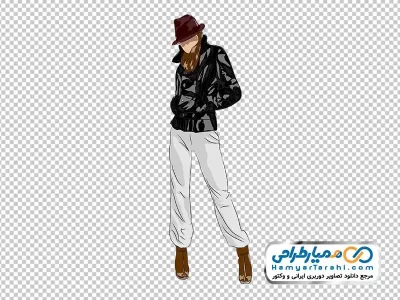 عکس وکتوری مانکن مرد با کاپشن چرم و کلاه