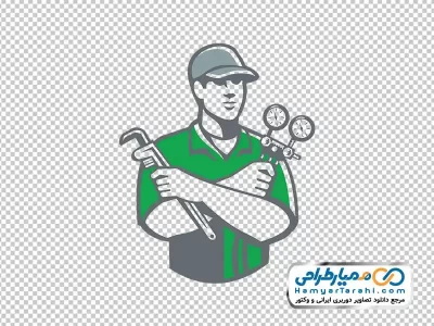 دانلود تصویر وکتوری تعمیرکار با آچار لوله گیر