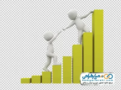 عکس png آدمک سه بعدی روی نمودار رشد میله ای