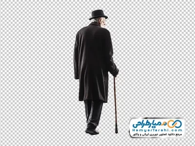 دانلود تصویر png پیرمرد با عصا