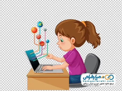 عکس وکتوری دختر پشت میز کامپیوتر