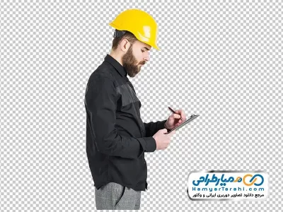 دانلود تصویر png تکنسین ساختمان با کلاه ایمنی
